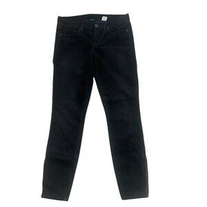 J. CREW BLACK TOOTHPICK SUPER SKINNY STRETCH CORD PANTS/JEANS W/ZIPPERS 25-EUC